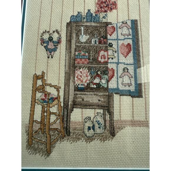 Vintage Hand Crossvstitch Needlework Framed matted in Glass - Picture 4 of 4
